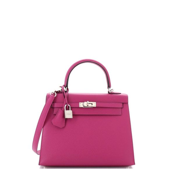 Hermes Handbags - Hermes Kelly Handbag Rose Pourpre Epsom with Palladium Hardware 25 Pink